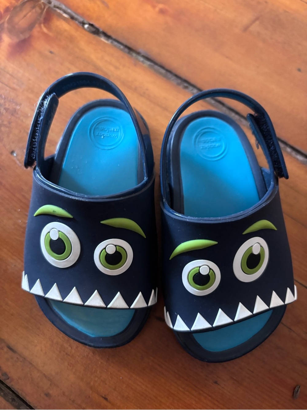wonder nation Navy Monster Sandals with Green and Blue Accents